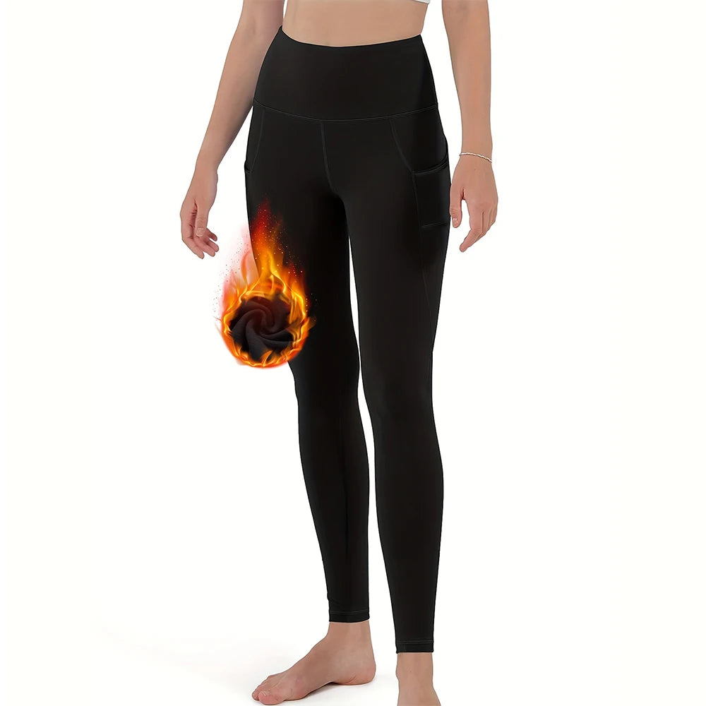 Fleece Lined Thermal Sports Leggings with Pockets