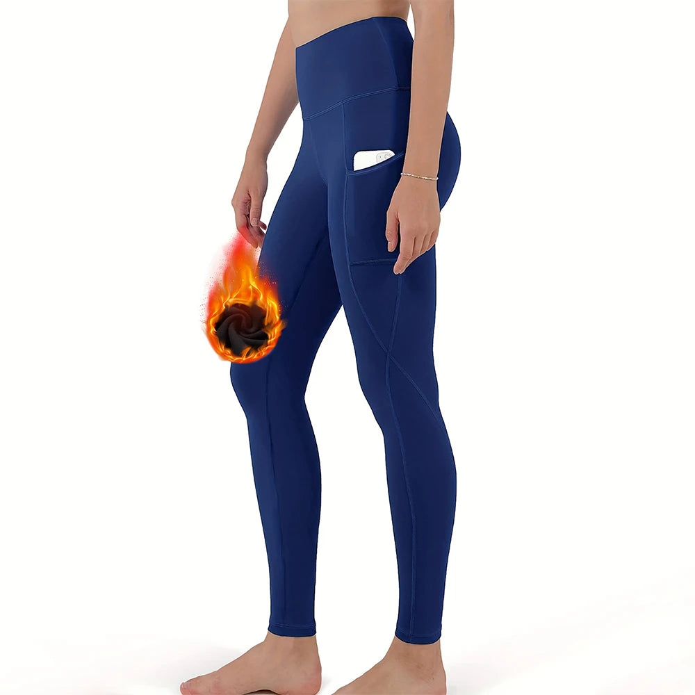 Fleece Lined Thermal Sports Leggings with Pockets