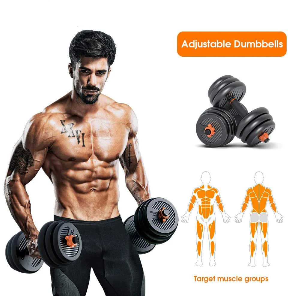 6-Piece Adjustable Kettlebell Dumbbell Set 10-40kg