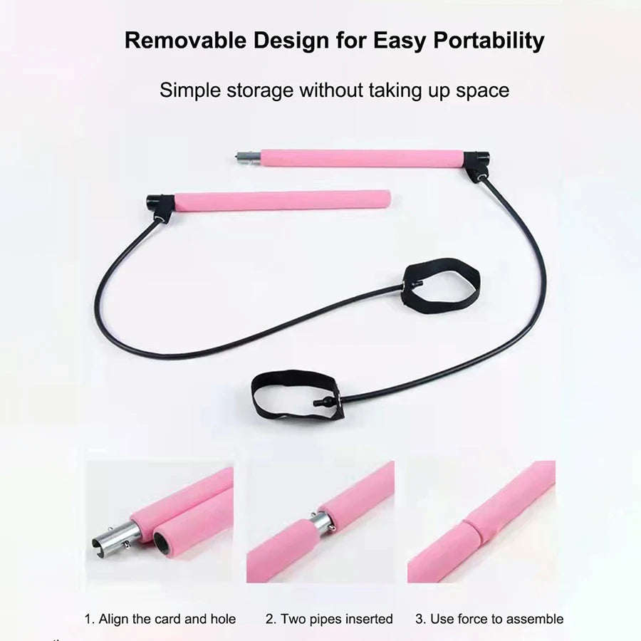 Multi-Functional Pilates Stick with Resistance Bands