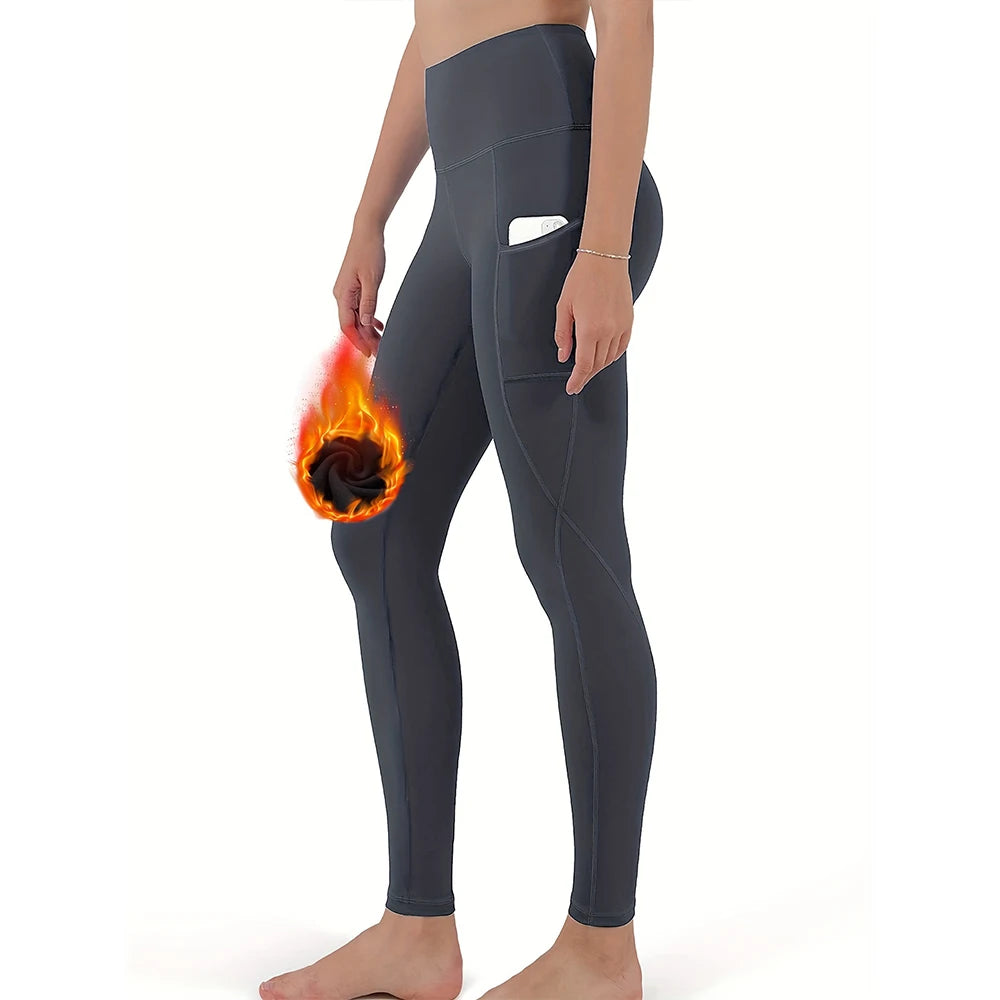 Fleece Lined Thermal Sports Leggings with Pockets