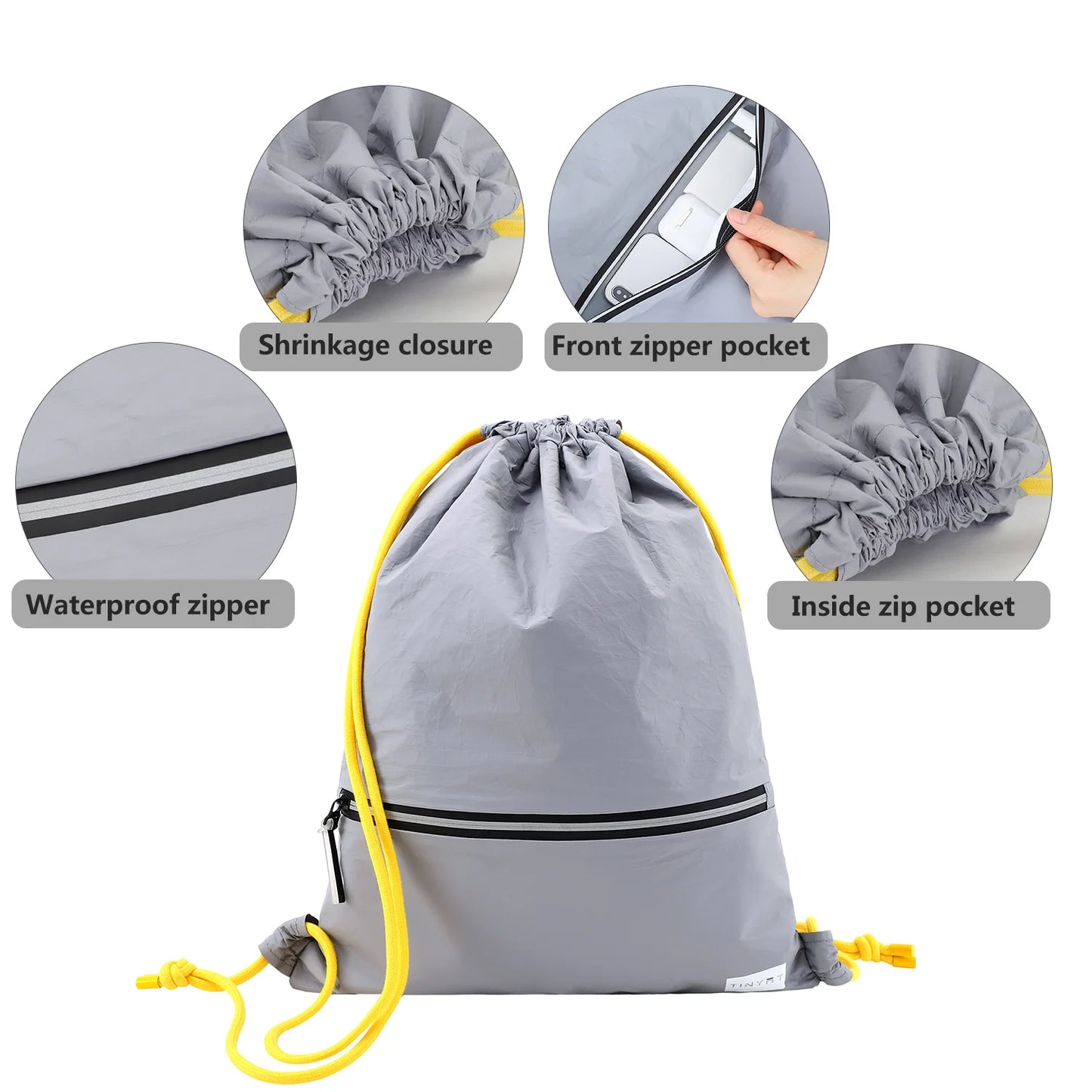 Heavy-Duty Waterproof Drawstring Sports Bag Backpack