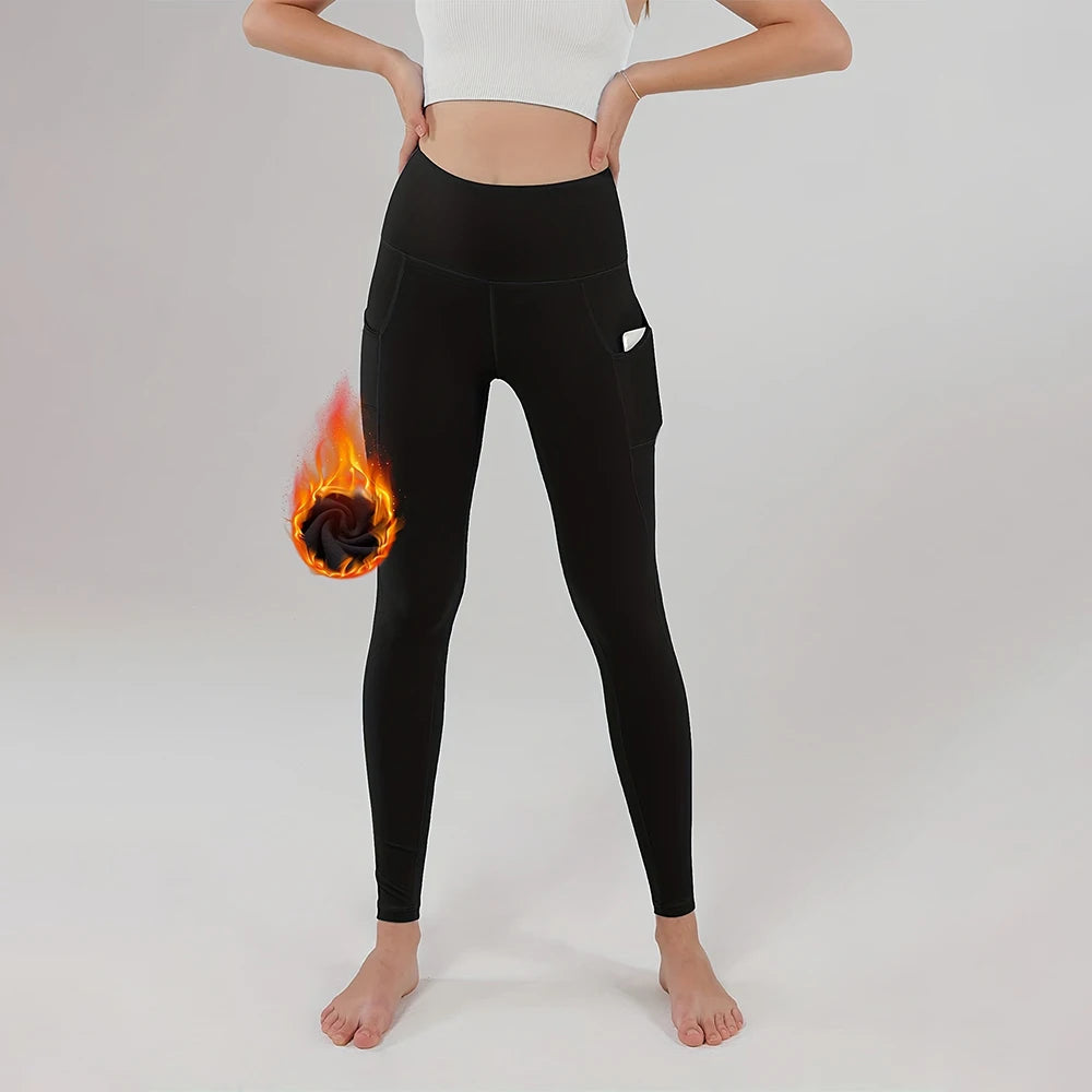 Fleece Lined Thermal Sports Leggings with Pockets