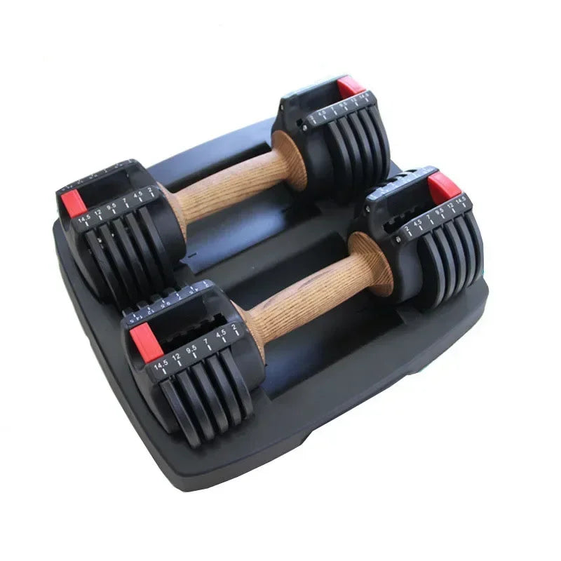 Adjustable Dumbbell Set 6.6-40kg Wooden Handle