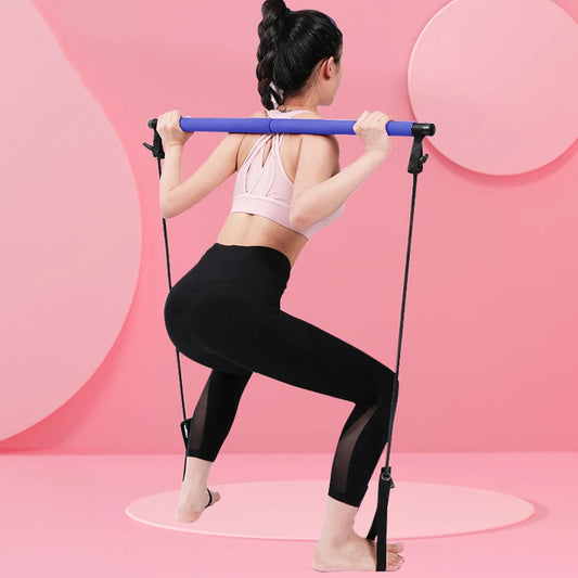 Multi-Functional Pilates Stick with Resistance Bands
