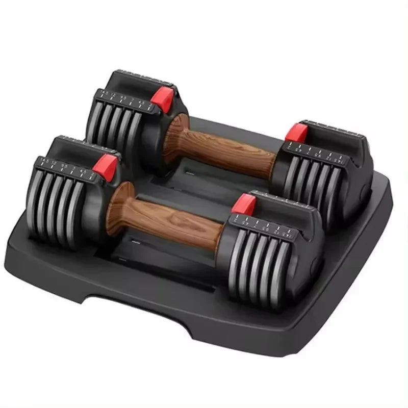 Adjustable Dumbbell Set 6.6-40kg Wooden Handle