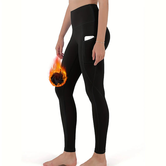 Fleece Lined Thermal Sports Leggings with Pockets