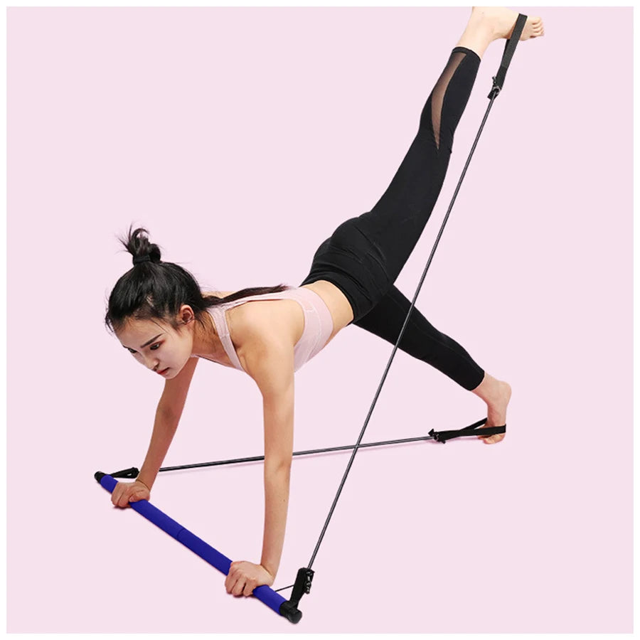 Multi-Functional Pilates Stick with Resistance Bands